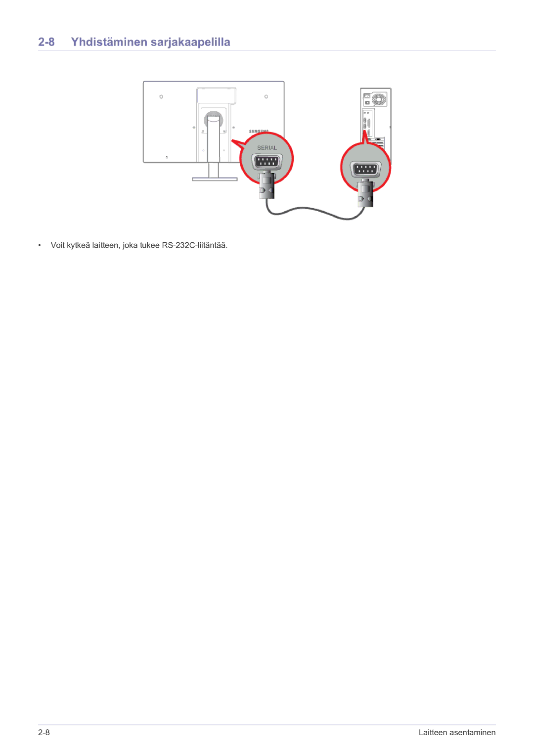 Samsung LF22NPBHBNP/EN manual Yhdistäminen sarjakaapelilla 