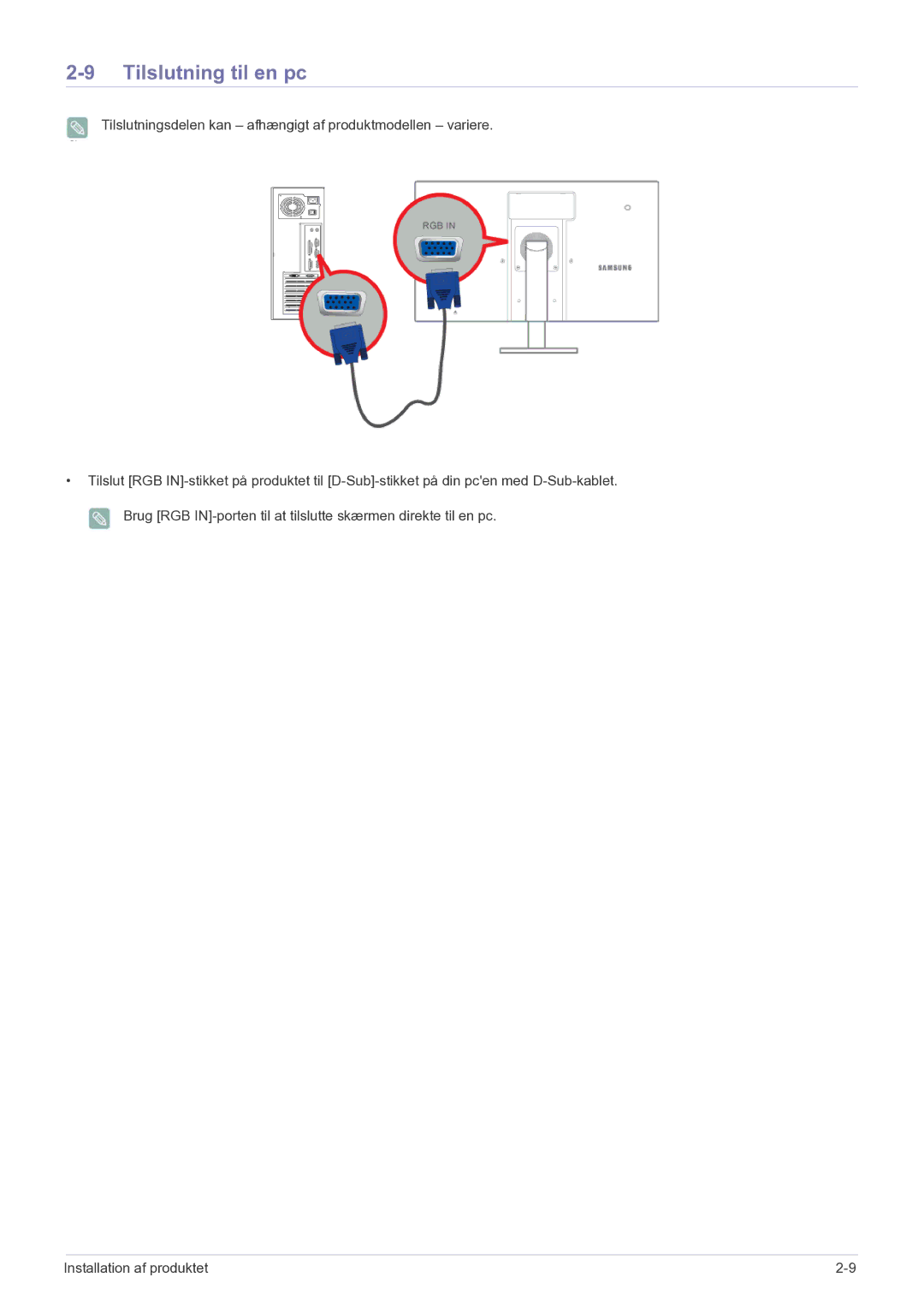 Samsung LF22NPBHBNP/EN manual Tilslutning til en pc 