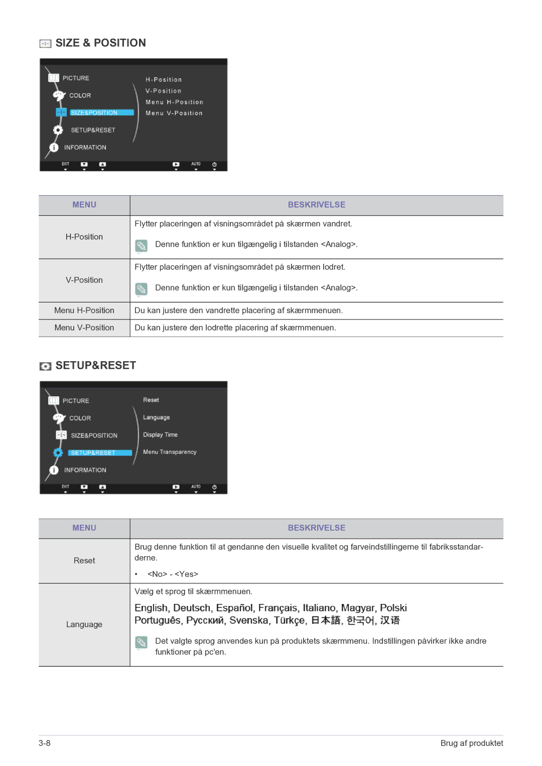 Samsung LF22NPBHBNP/EN manual Size & Position 