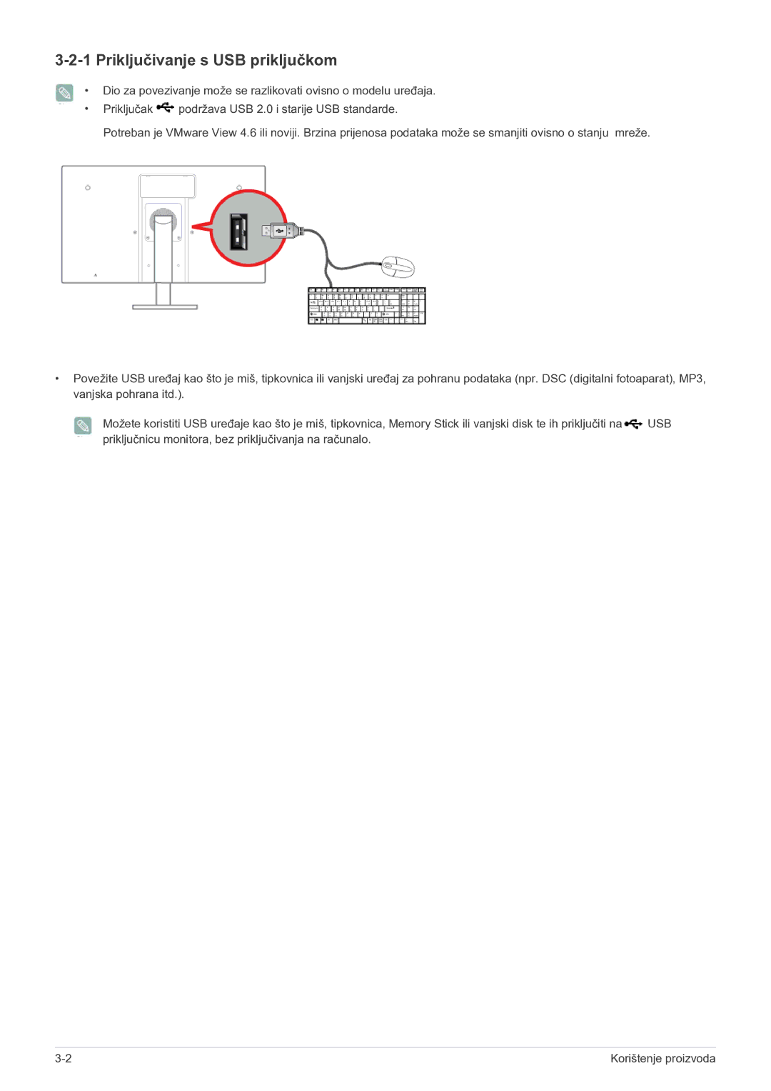 Samsung LF22NPBHBNP/EN manual Priključivanje s USB priključkom 