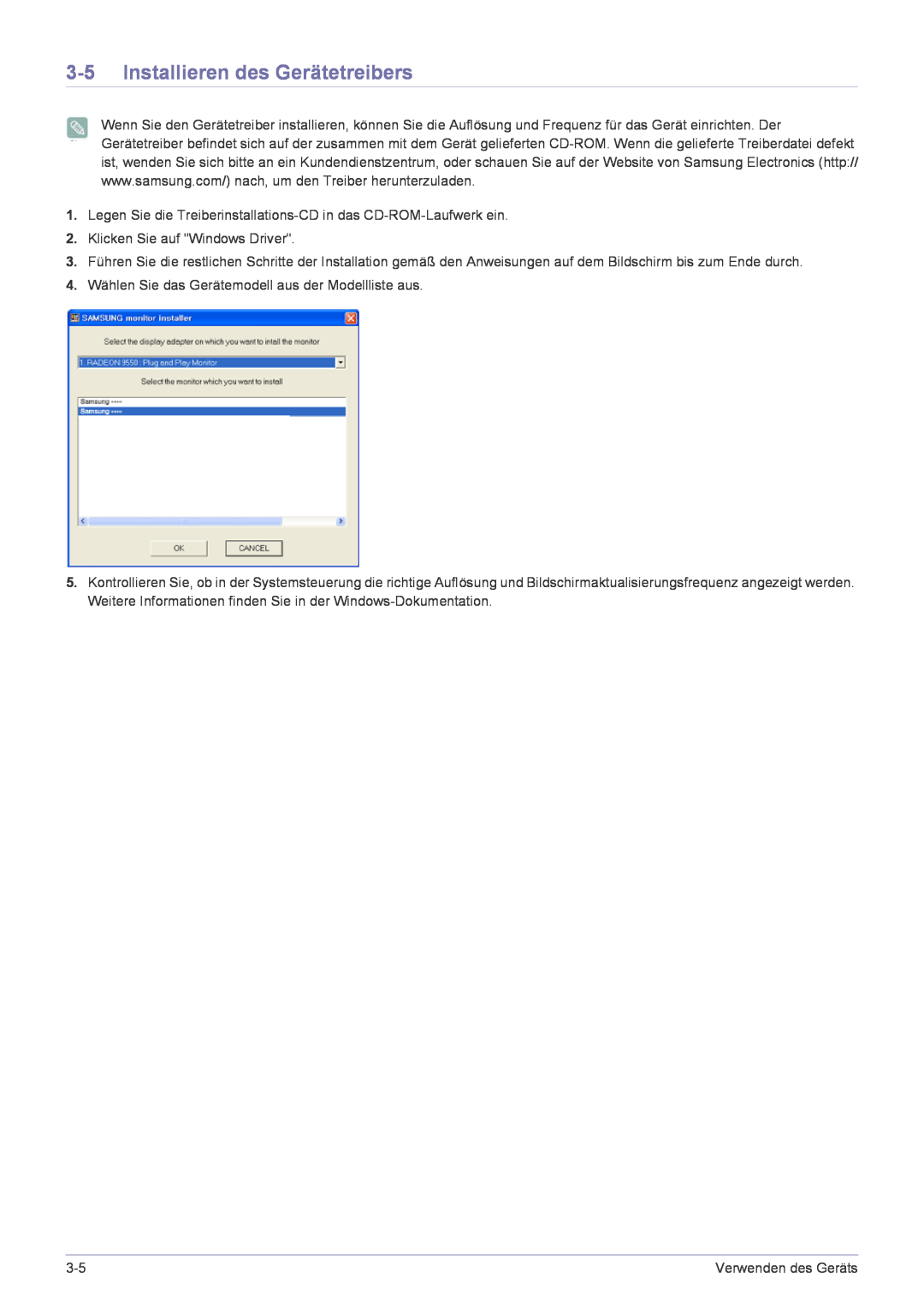Samsung LF22NPBHBNP/EN manual Installieren des Gerätetreibers 