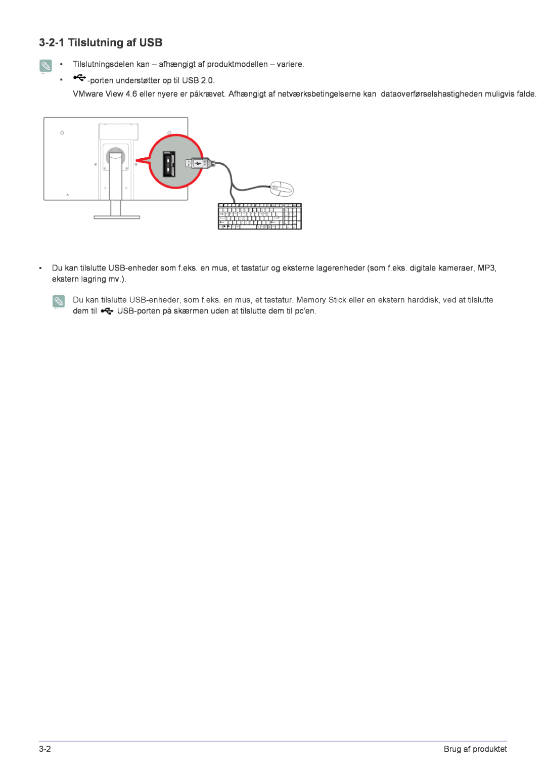 Samsung LF22NPBHBNP/EN manual Tilslutning af USB 