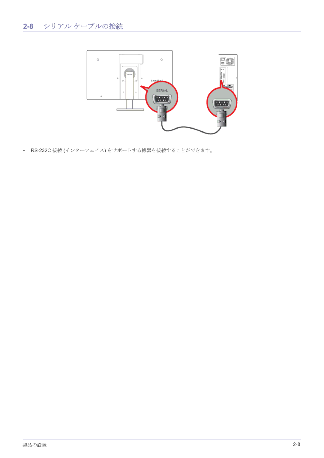 Samsung LF22NPBHBNP/XJ manual 8シリアル ケーブルの接続 