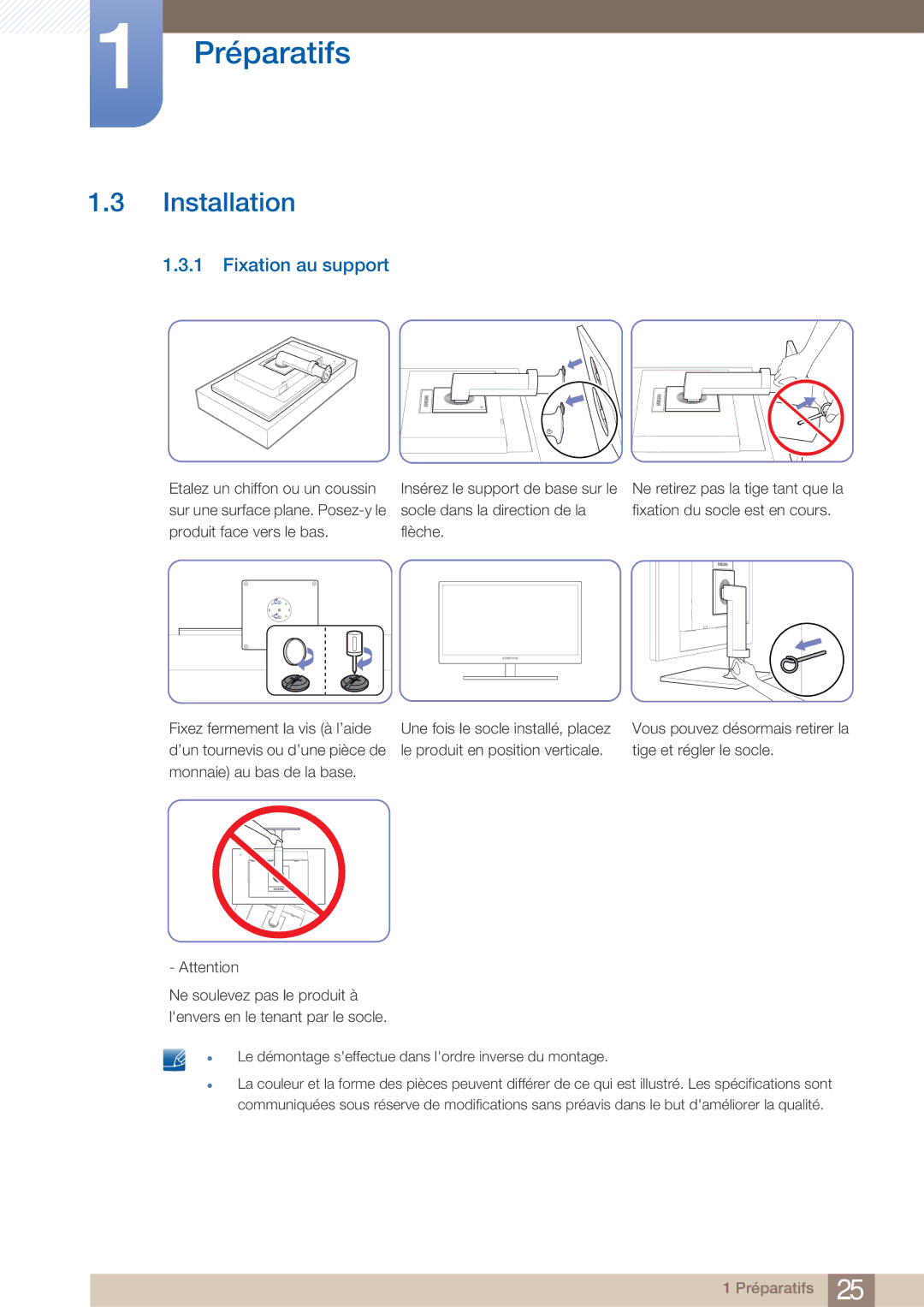 Samsung LF22FN1PFBZXEN, LF22NTBHBNM/EN manual Installation, Fixation au support 