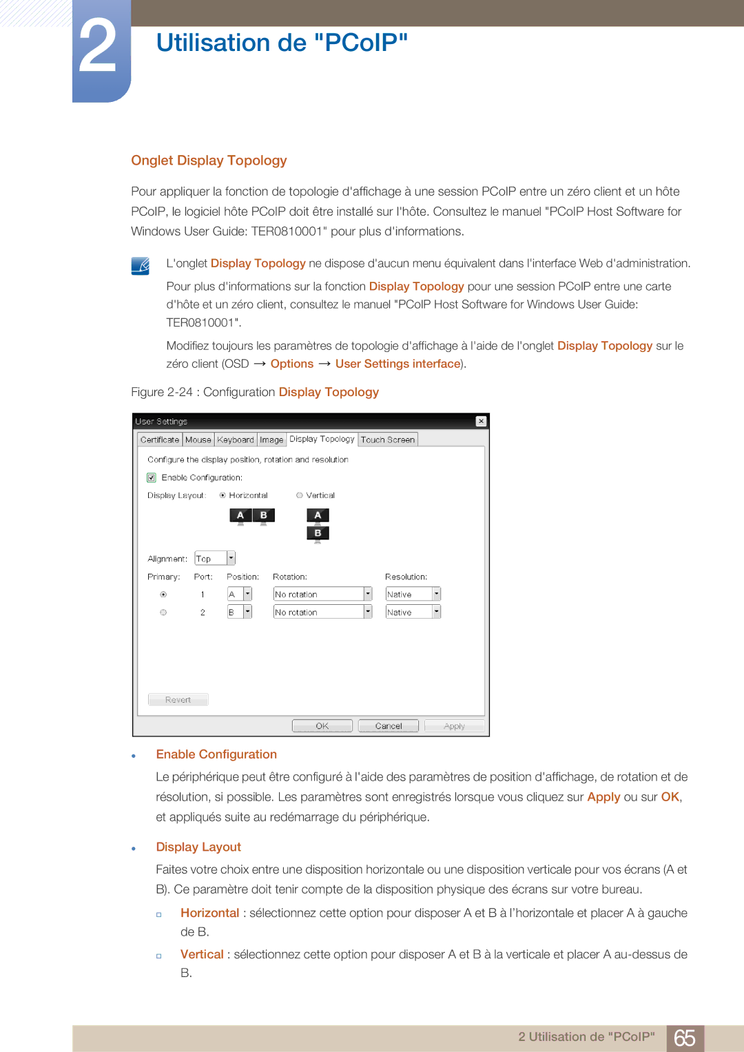 Samsung LF22FN1PFBZXEN, LF22NTBHBNM/EN manual Onglet Display Topology,  Enable Configuration,  Display Layout 