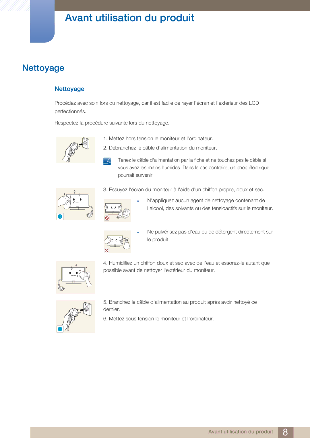 Samsung LF22NTBHBNM/EN, LF22FN1PFBZXEN manual Nettoyage 