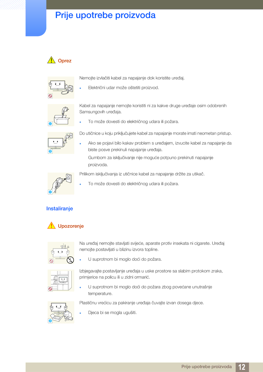 Samsung LF22NTBHBNM/EN, LF24FN1PFBZXEN manual Instaliranje, Oprez 