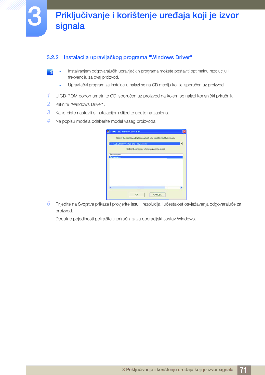 Samsung LF24FN1PFBZXEN, LF22NTBHBNM/EN manual Instalacija upravljačkog programa Windows Driver 