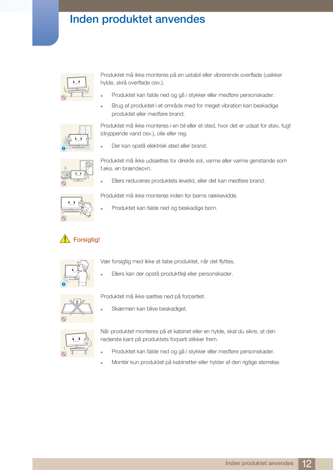 Samsung LF22NTBHBNM/EN manual Der kan opstå elektrisk stød eller brand 