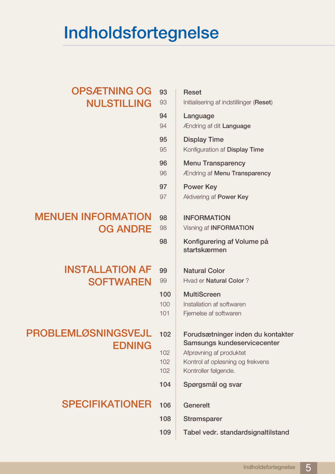 Samsung LF22NTBHBNM/EN manual Problemløsningsvejl 102 Edning 