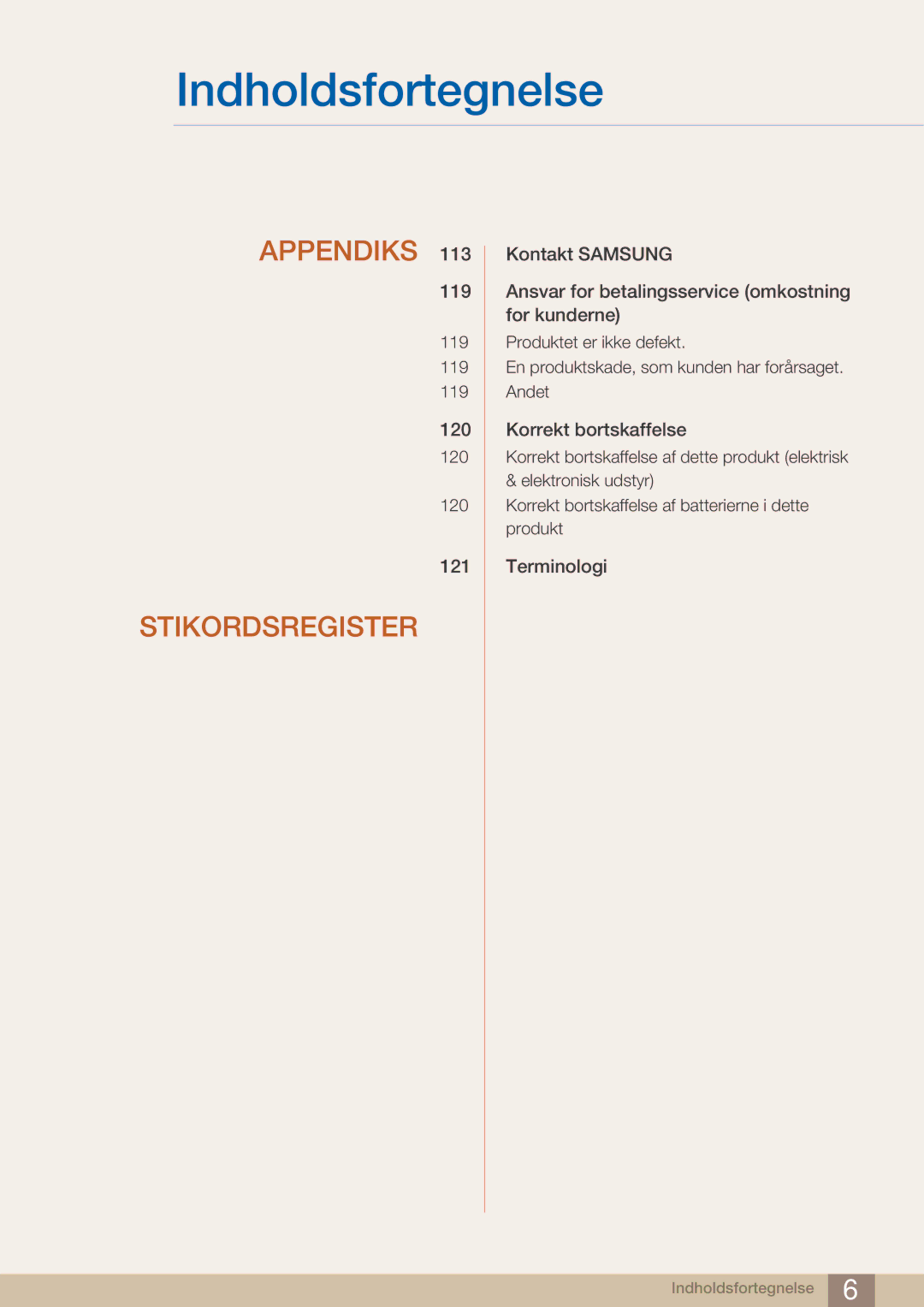 Samsung LF22NTBHBNM/EN manual Stikordsregister 