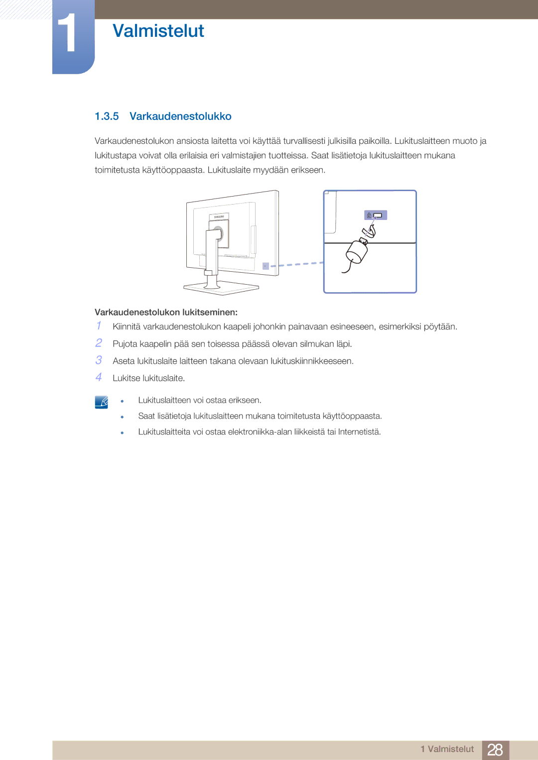 Samsung LF22NTBHBNM/EN manual Varkaudenestolukko 