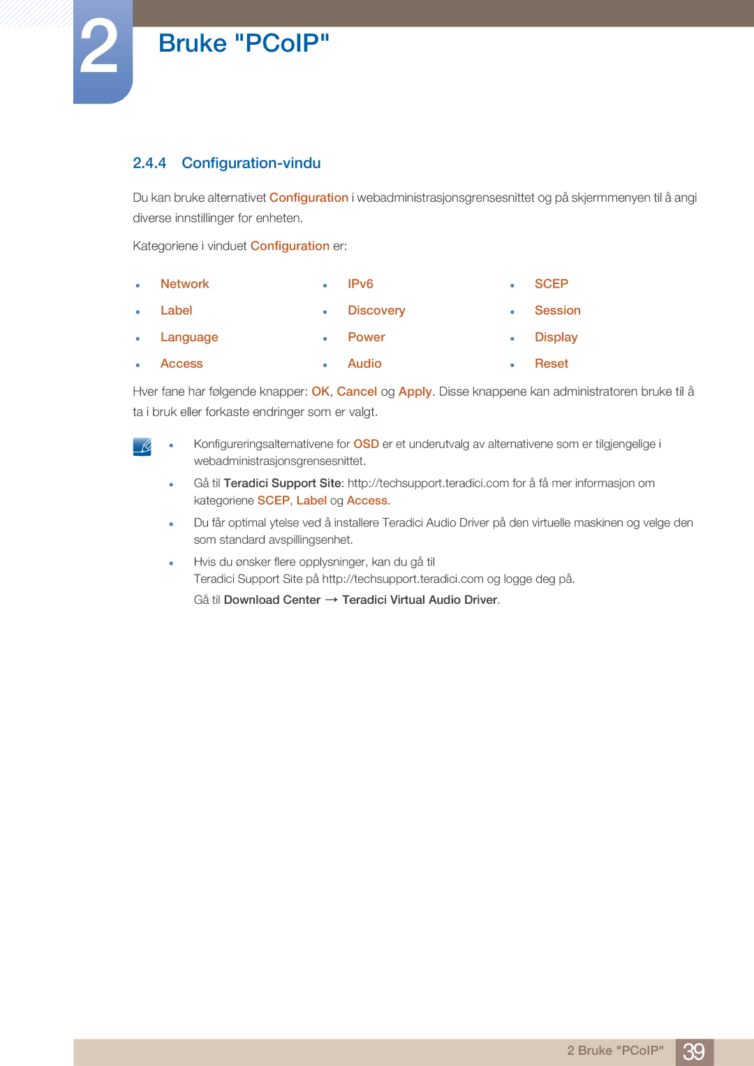 Samsung LF22NTBHBNM/EN manual Configuration-vindu, Network Label Language Access IPv6 Discovery Power Audio 