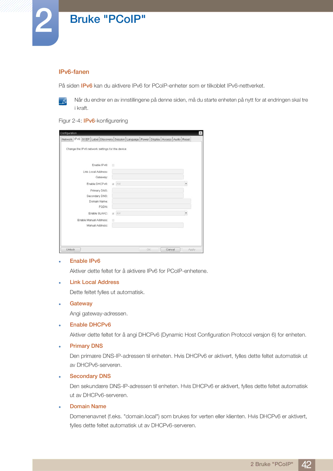 Samsung LF22NTBHBNM/EN manual IPv6-fanen 