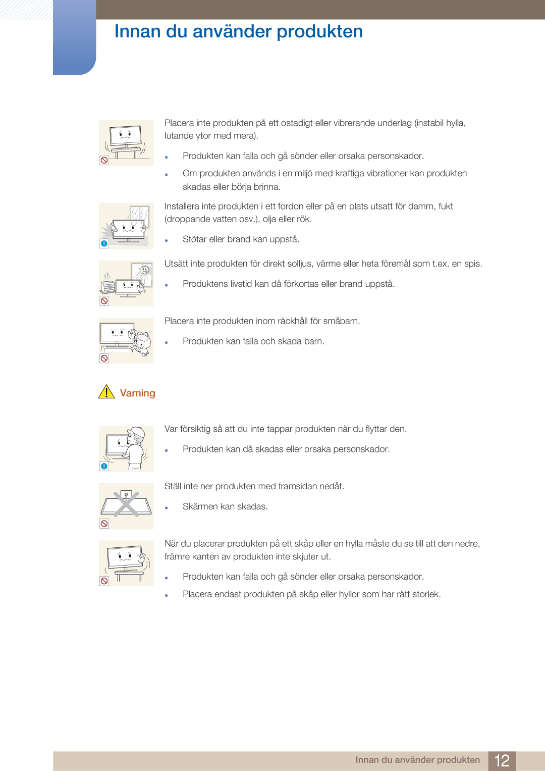 Samsung LF22NTBHBNM/EN manual Stötar eller brand kan uppstå 