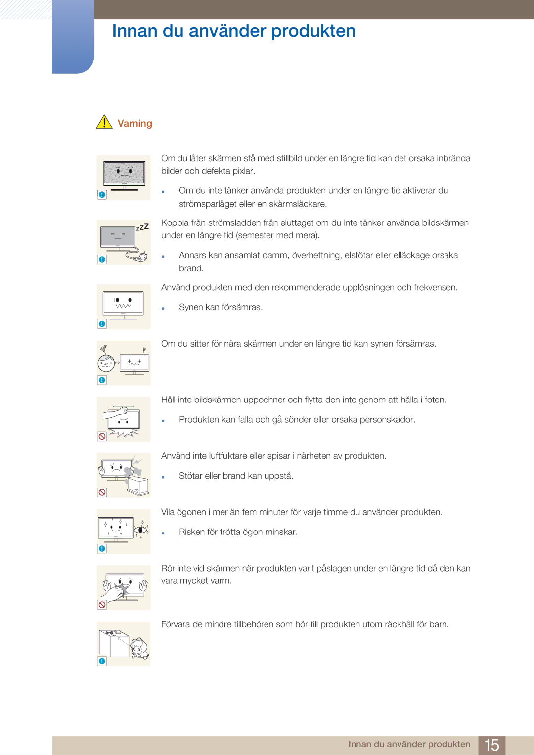 Samsung LF22NTBHBNM/EN manual Innan du använder produkten 