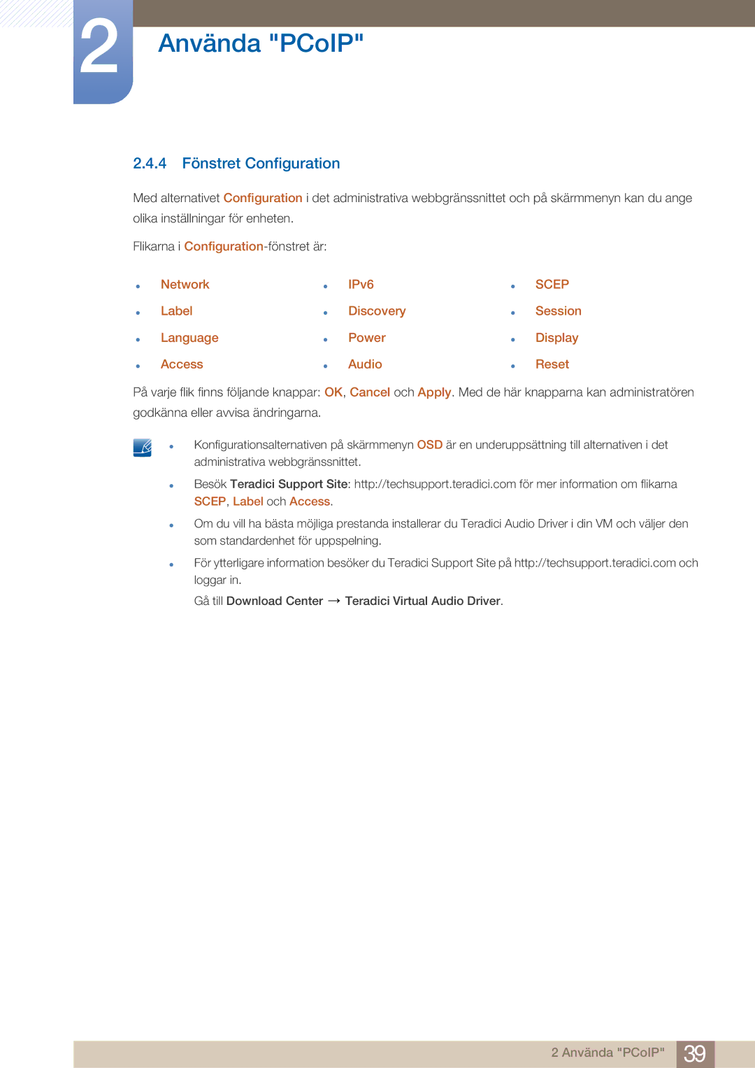 Samsung LF22NTBHBNM/EN manual 4 Fönstret Configuration, Network Label Language Access IPv6 Discovery Power Audio 