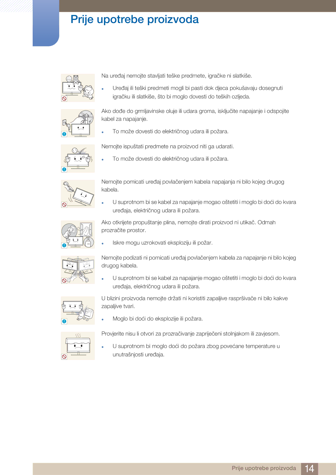 Samsung LF22NTBHBNM/EN manual Iskre mogu uzrokovati eksploziju ili požar 