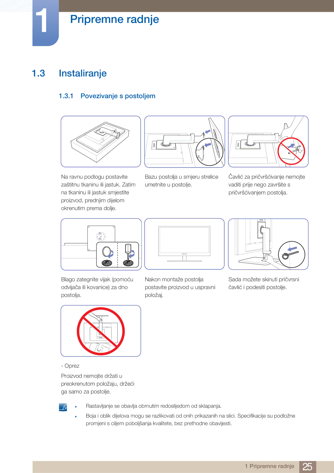 Samsung LF22NTBHBNM/EN manual Instaliranje, Povezivanje s postoljem 