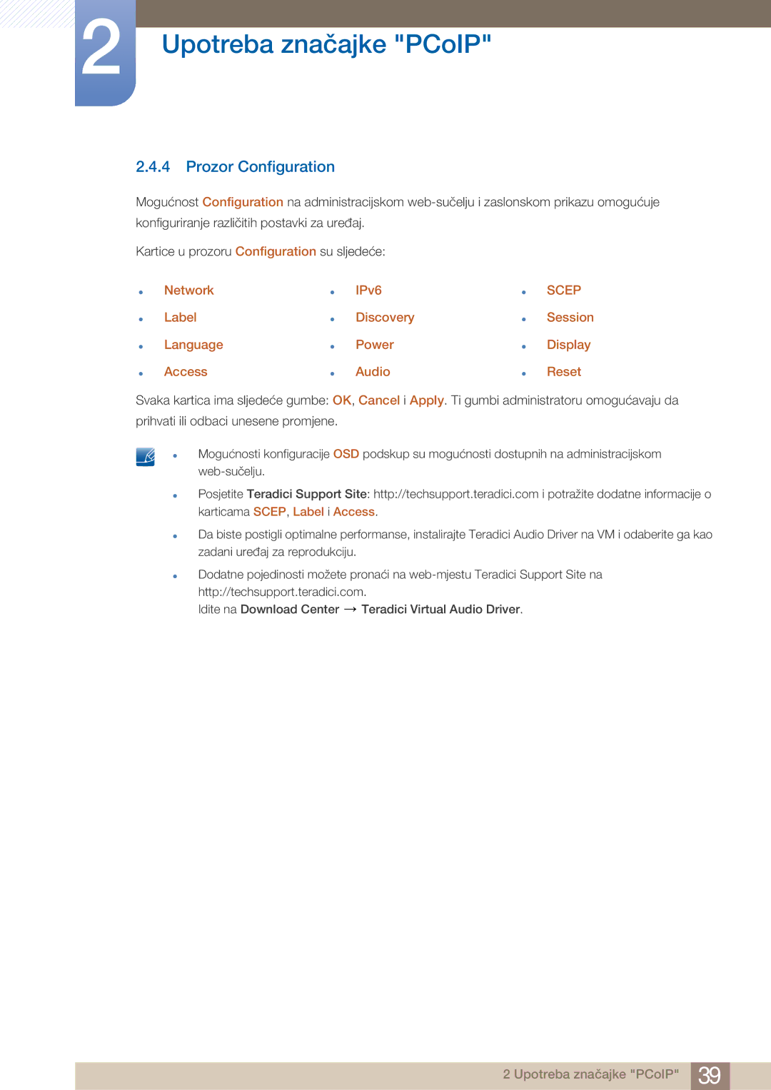 Samsung LF22NTBHBNM/EN manual Prozor Configuration, Network Label Language Access IPv6 Discovery Power Audio 