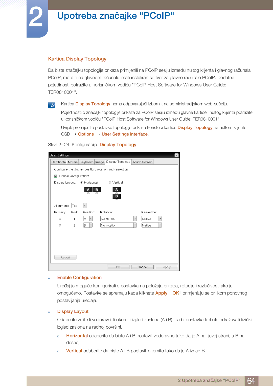 Samsung LF22NTBHBNM/EN manual Kartica Display Topology,  Enable Configuration,  Display Layout 