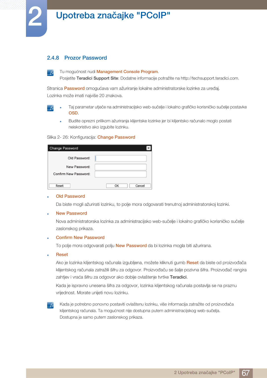 Samsung LF22NTBHBNM/EN Prozor Password, Tu mogućnost nudi Management Console Program, Old Password, Confirm New Password 