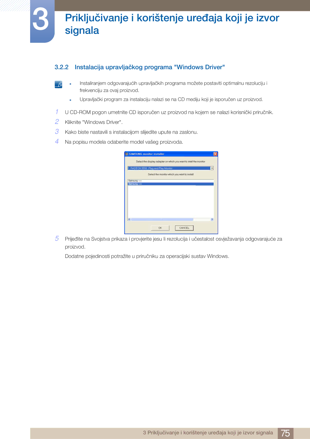 Samsung LF22NTBHBNM/EN manual Instalacija upravljačkog programa Windows Driver 