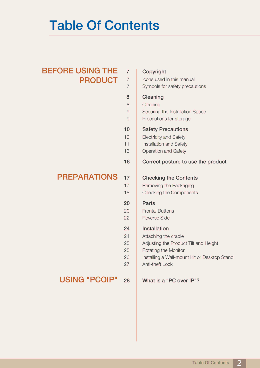 Samsung LF22FN1PFBZXEN, LF22NTBHBNU/EN, LF22NTBHBNM/EN, LF22FN1PFBZXXM, LF22NTBHBNU/XY, LF22NTBHBNM/XY manual Table Of Contents 