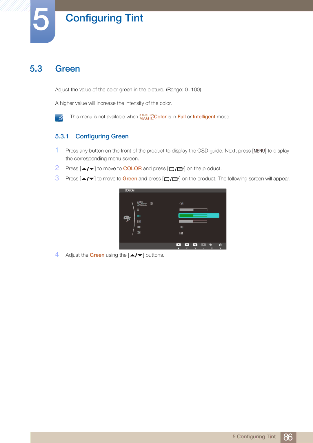 Samsung LF22FN1PFBZXEN, LF22NTBHBNU/EN, LF22NTBHBNM/EN, LF22FN1PFBZXXM, LF22NTBHBNU/XY, LF22NTBHBNM/XY Configuring Green 