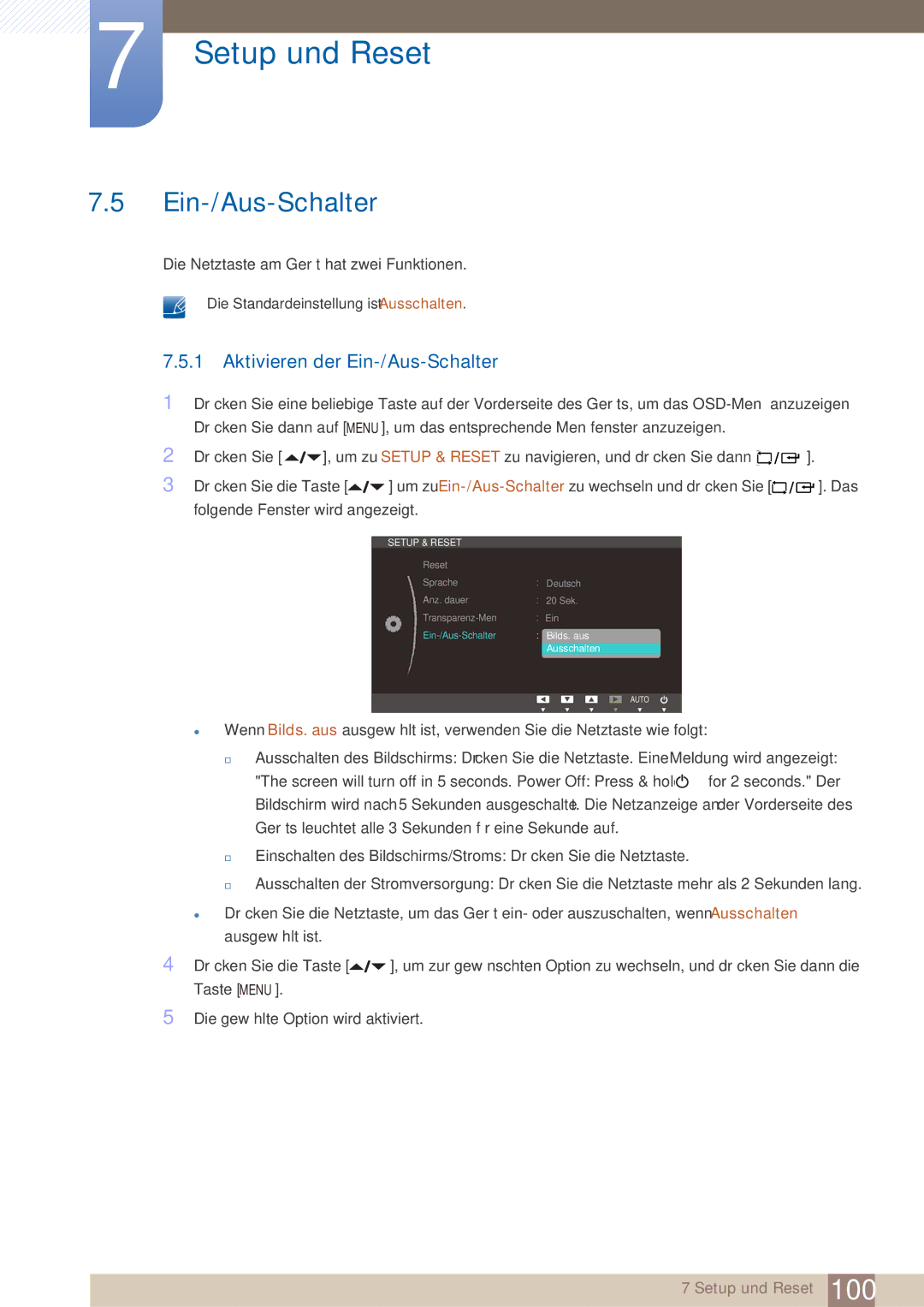 Samsung LF22NTBHBNM/EN, LF22NTBHBNU/EN, LF22FN1PFBZXEN manual Aktivieren der Ein-/Aus-Schalter 