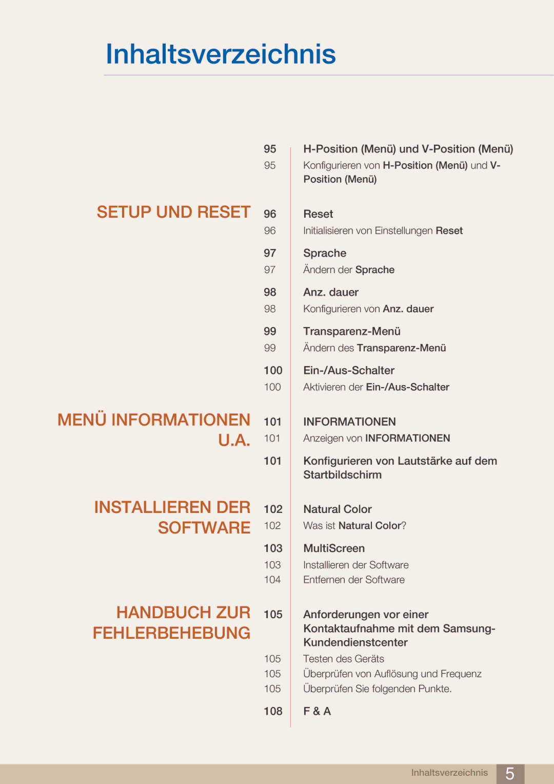 Samsung LF22FN1PFBZXEN, LF22NTBHBNU/EN, LF22NTBHBNM/EN manual Setup UND Reset 