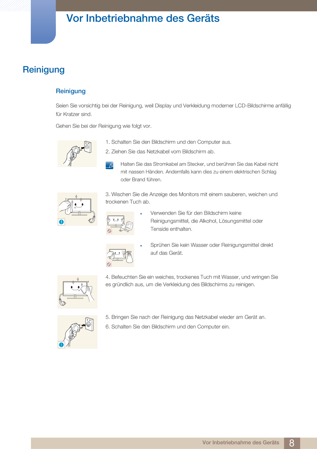 Samsung LF22FN1PFBZXEN, LF22NTBHBNU/EN, LF22NTBHBNM/EN manual Reinigung 