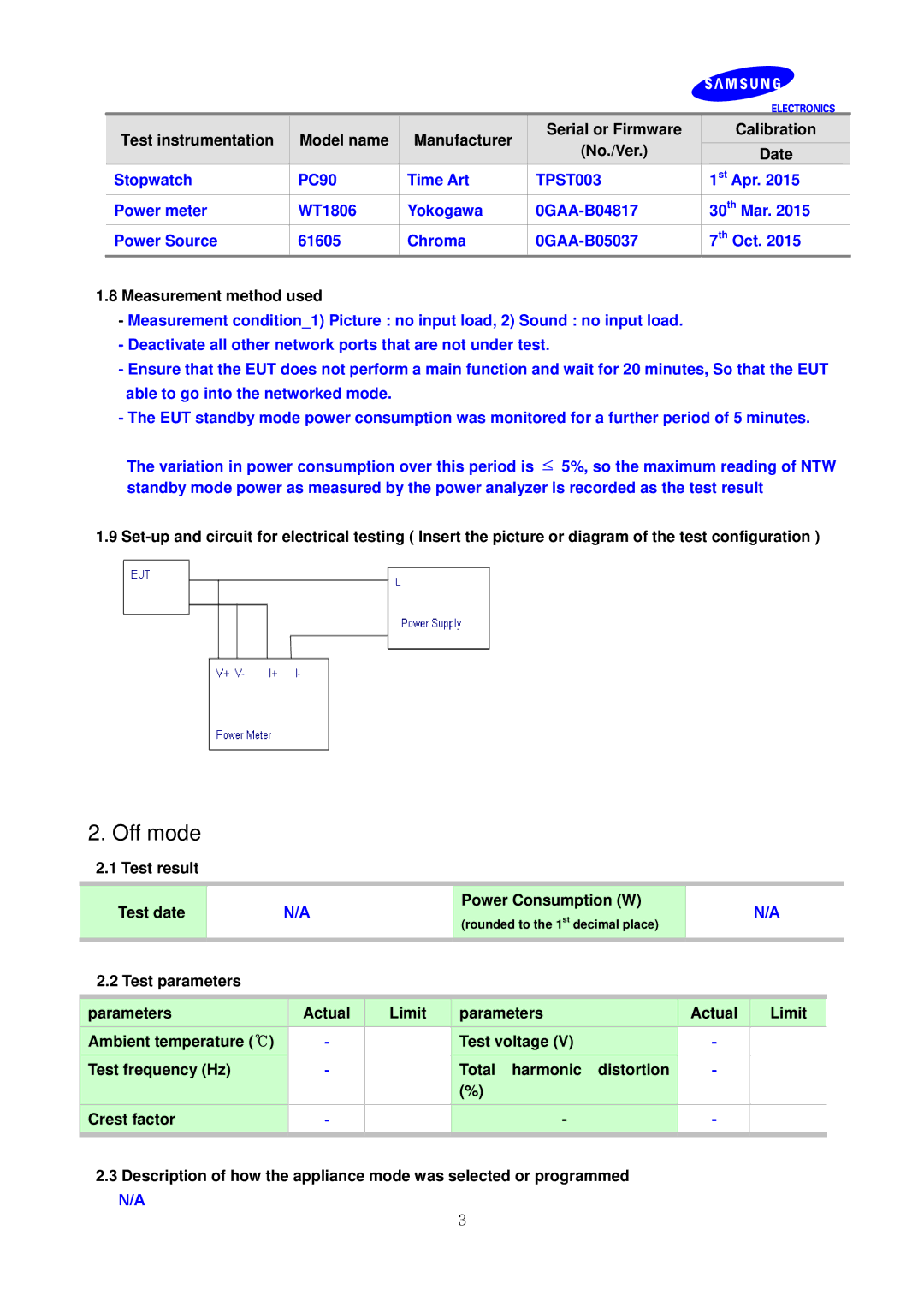 Samsung LF22FT2WFPZXEN, LF22TC2WAN/EN manual Off mode, TPST003 0GAA-B04817 0GAA-B05037, 1st Apr 30th Mar 7th Oct 