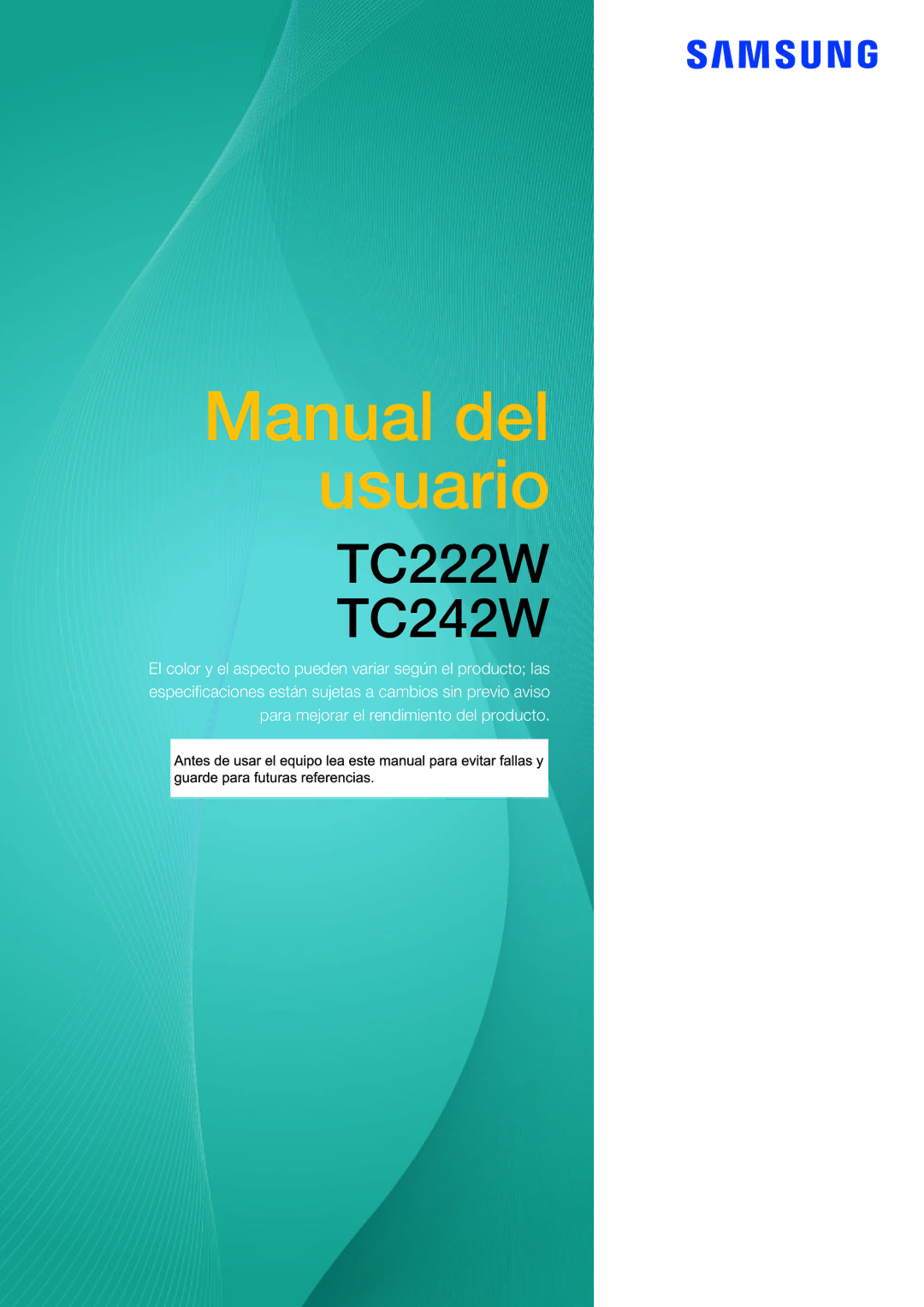 Samsung LF22FT2WFPZXEN, LF22TC2WAN/EN manual Manual del usuario 