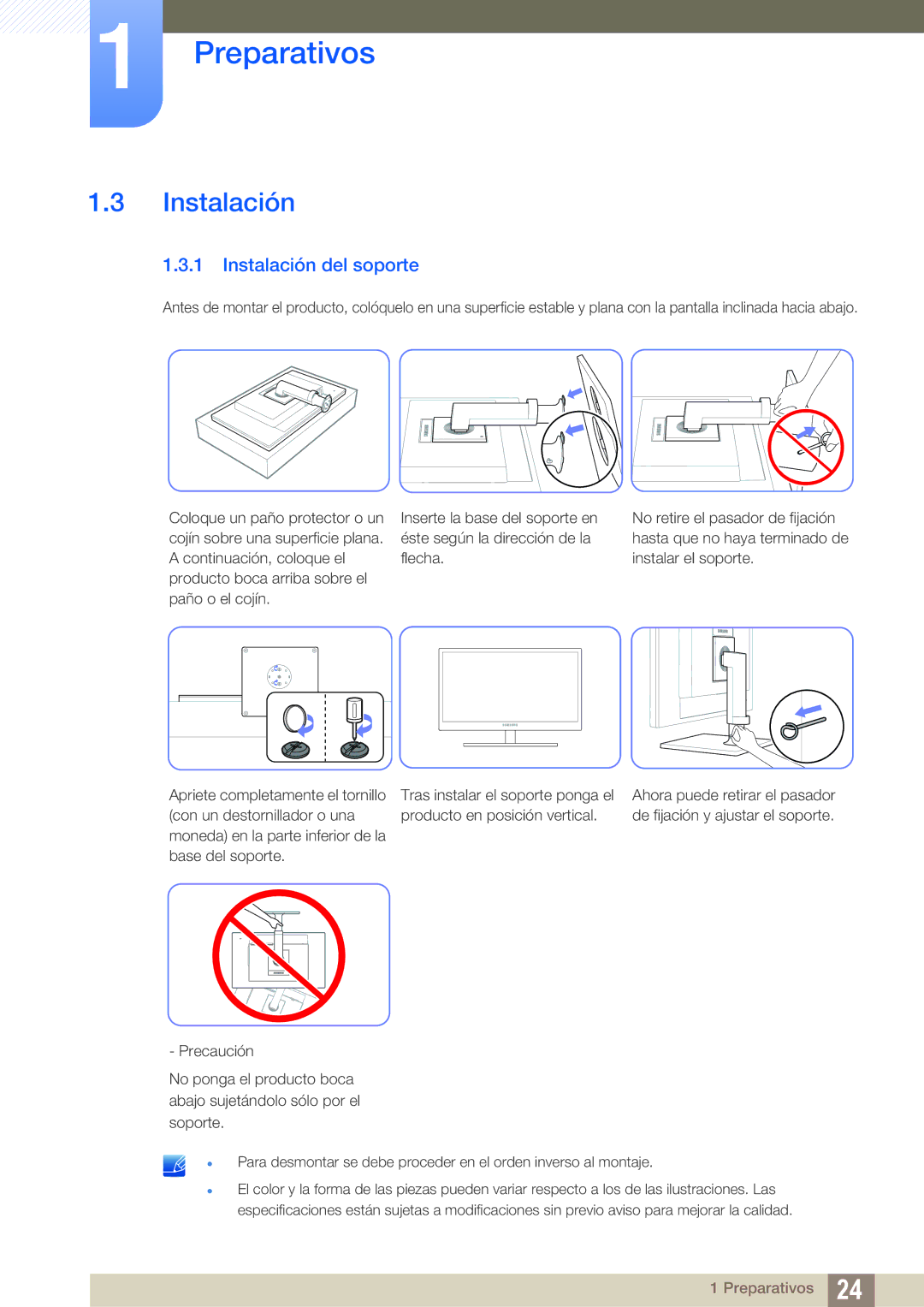 Samsung LF22TC2WAN/EN, LF22FT2WFPZXEN manual Instalación del soporte 