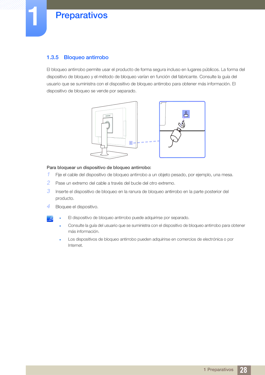 Samsung LF22TC2WAN/EN, LF22FT2WFPZXEN manual Bloqueo antirrobo 