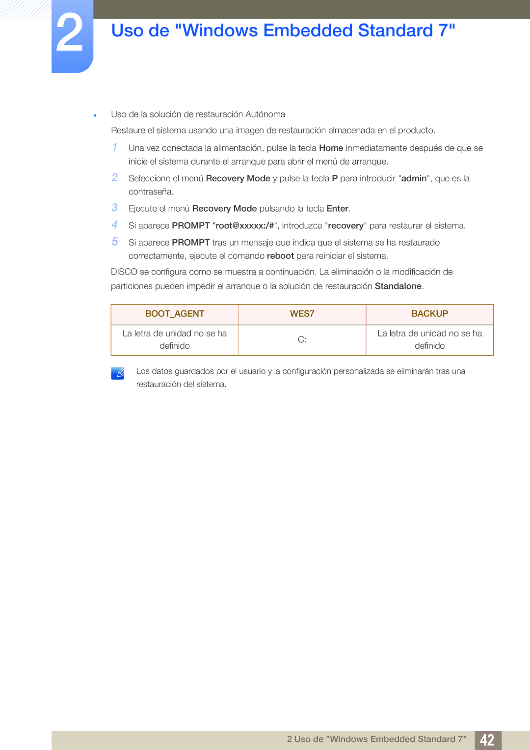 Samsung LF22TC2WAN/EN, LF22FT2WFPZXEN manual Bootagent WES7 Backup 