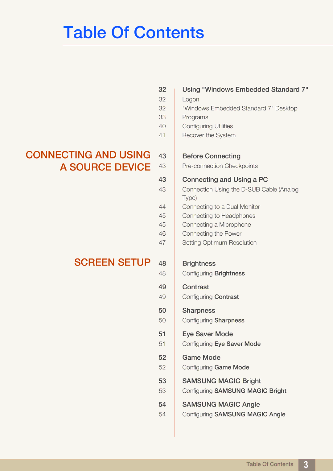 Samsung LF22FT2WFPZXEN, LF22TC2WAN/EN, LF24TC2WAN/EN, LF24FT2WFPZXEN Connecting and Using 43 a Source Device Screen Setup 