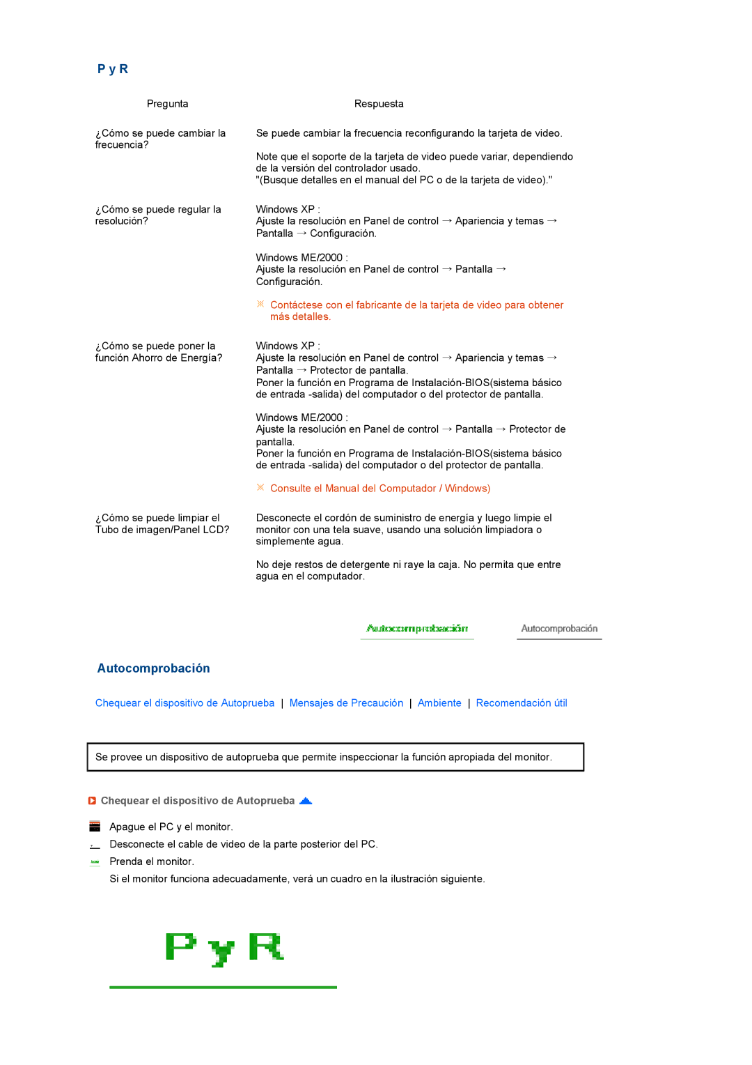 Samsung LF22TNTSFG/EDC manual Autocomprobación, Chequear el dispositivo de Autoprueba 