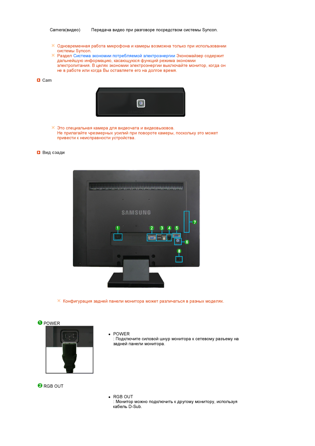 Samsung LF22TNTSFG/EDC manual Cam, Вид сэади 