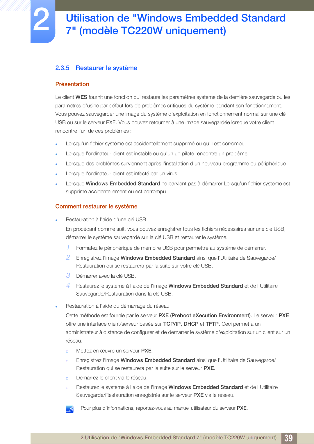 Samsung LF22TOWHBDN/EN manual Restaurer le système, Présentation, Comment restaurer le système 