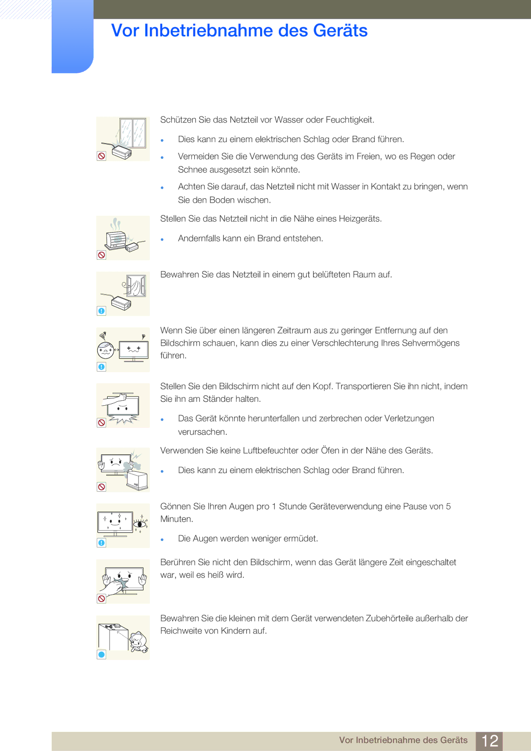 Samsung LF22TOWHBDN/EN manual Vor Inbetriebnahme des Geräts 