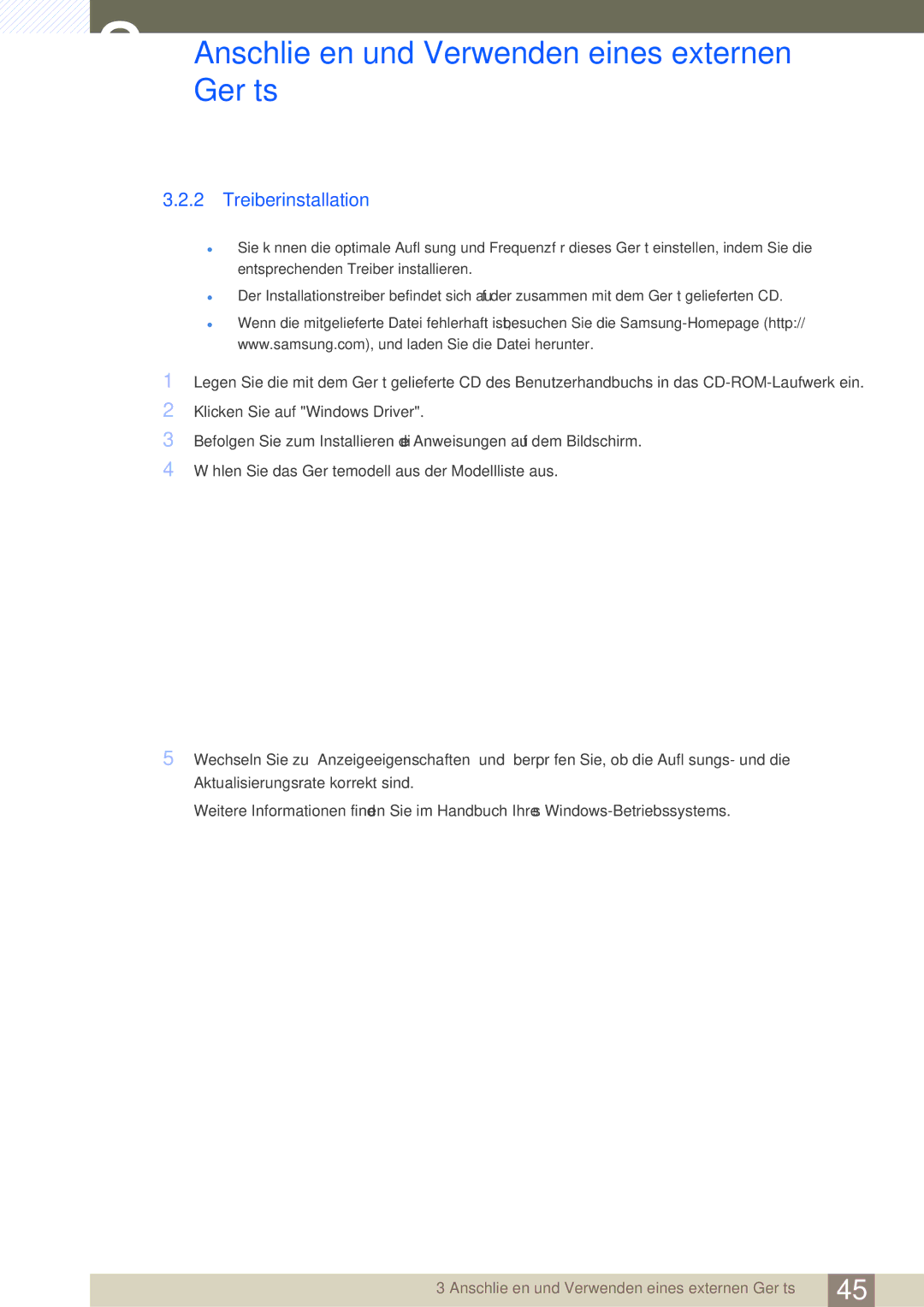 Samsung LF22TOWHBDN/EN manual Treiberinstallation 