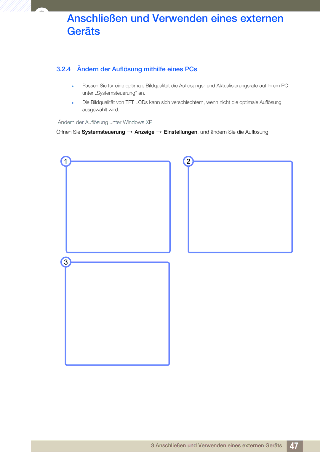 Samsung LF22TOWHBDN/EN manual 4 Ändern der Auflösung mithilfe eines PCs 