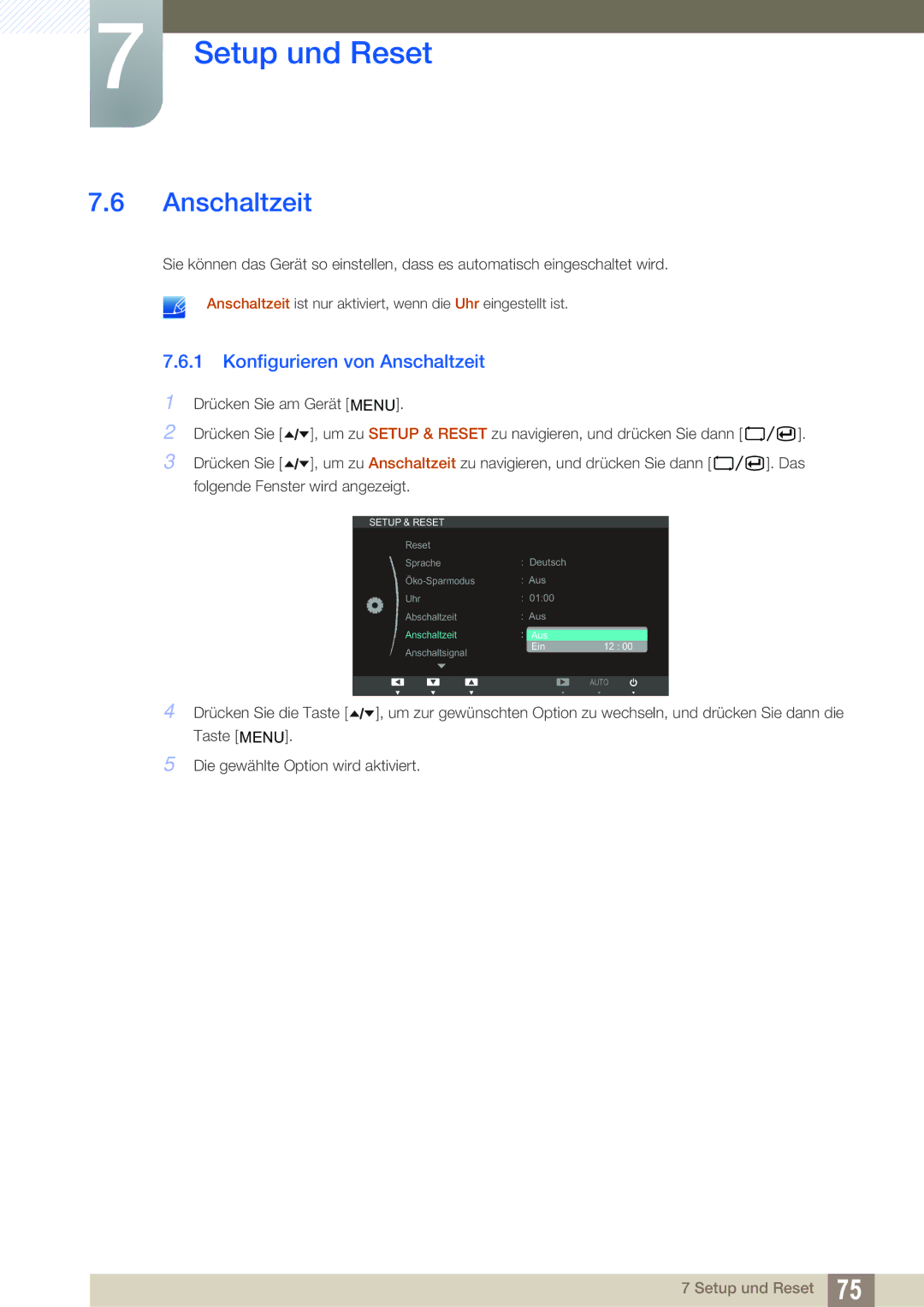 Samsung LF22TOWHBDN/EN manual Konfigurieren von Anschaltzeit 