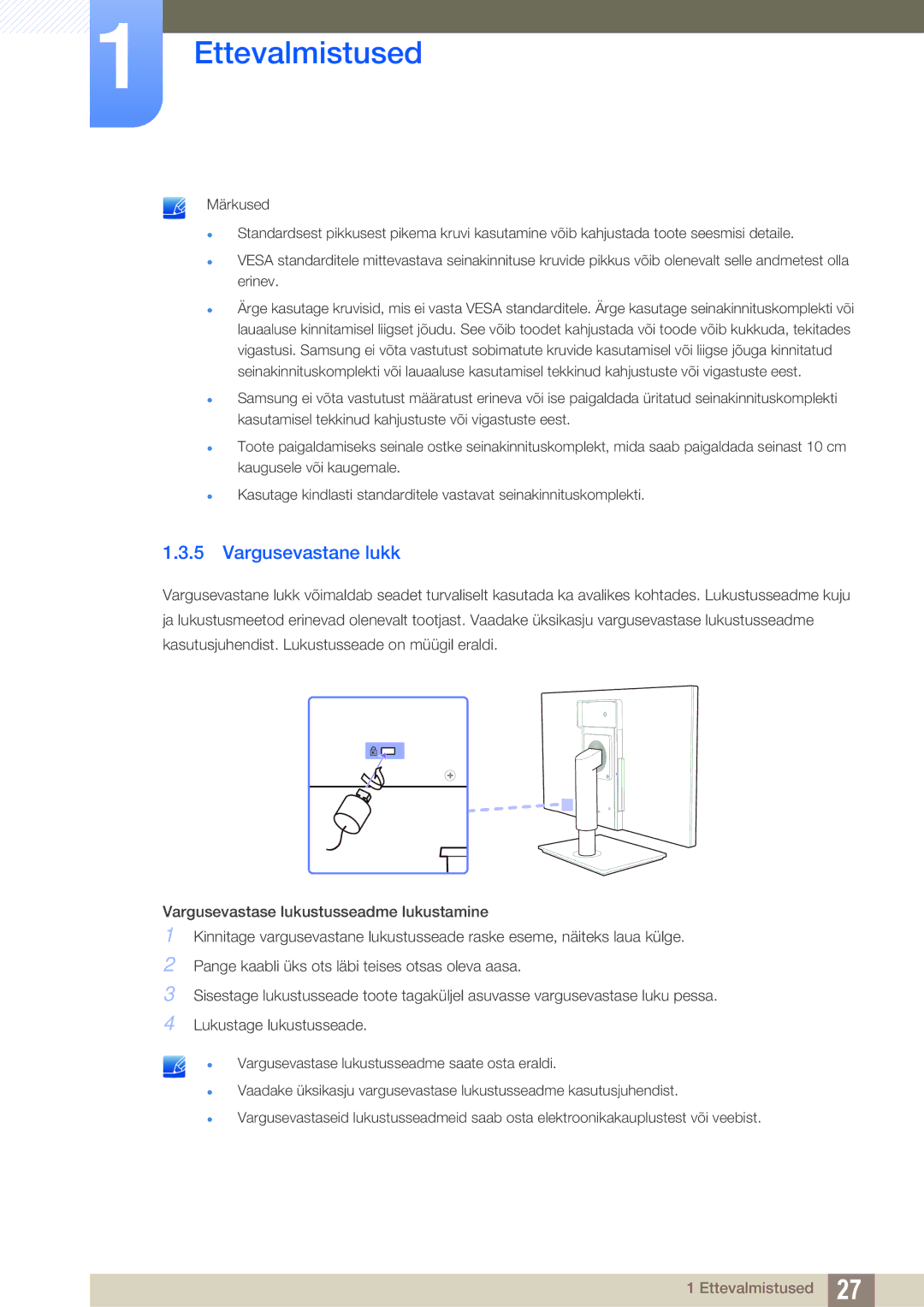 Samsung LF22TOWHBDN/EN manual Vargusevastane lukk 