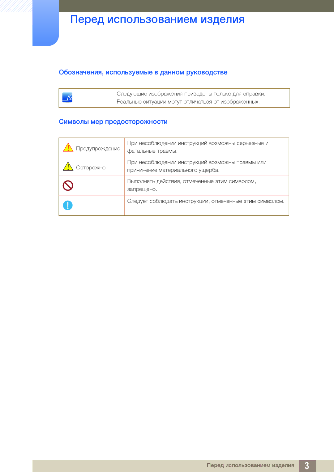 Samsung LF22TOWHBDN/EN manual Обозначения, используемые в данном руководстве, Символы мер предосторожности 