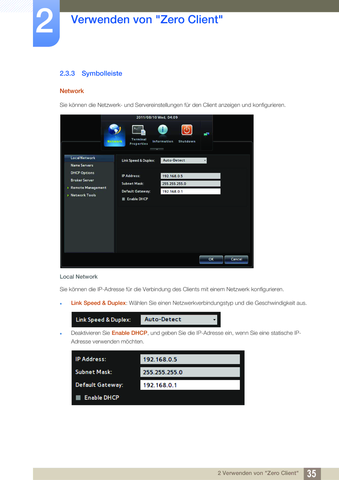 Samsung LF22TSCTBAN/EN manual Symbolleiste, Network 