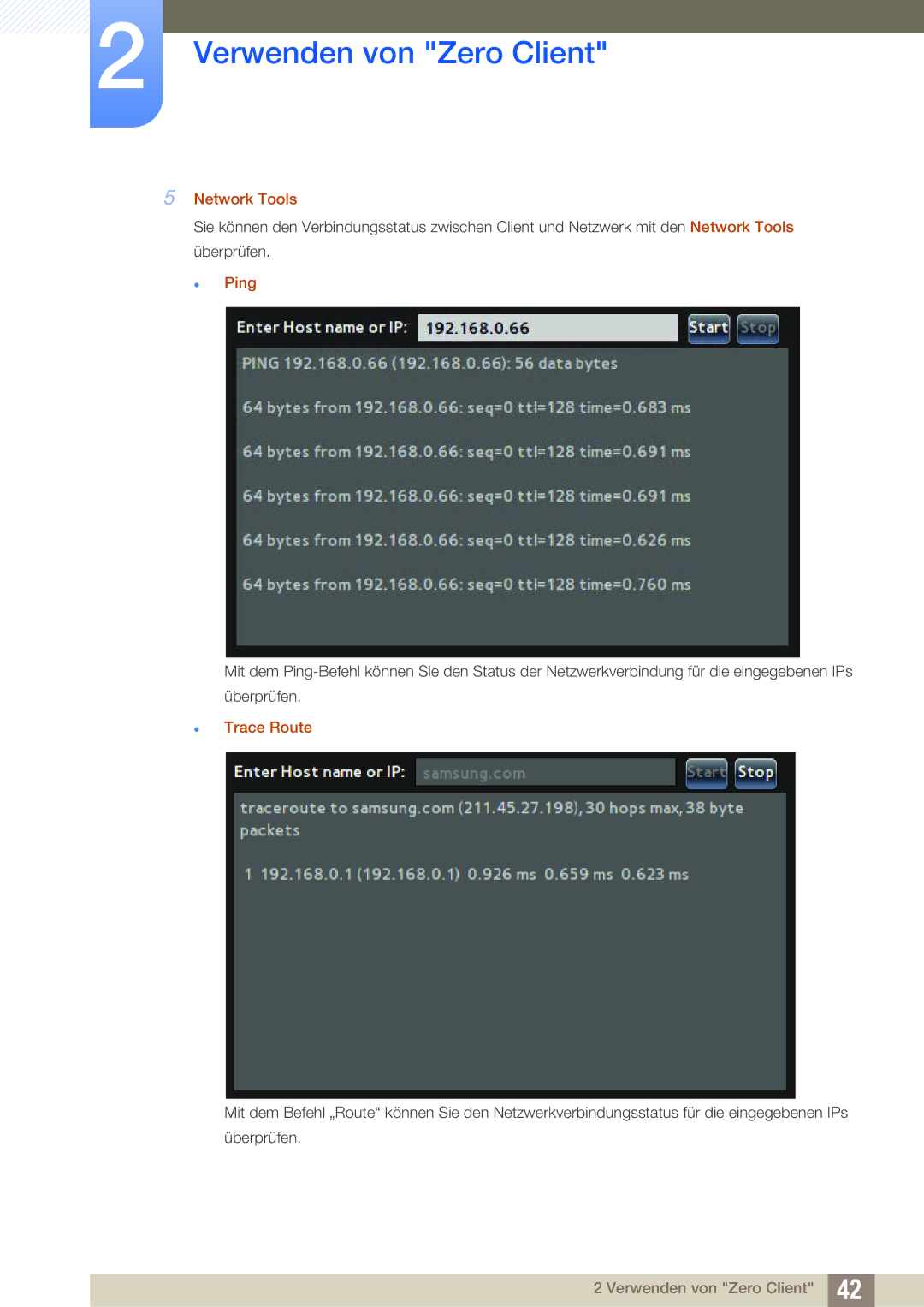 Samsung LF22TSCTBAN/EN manual Network Tools,  Ping,  Trace Route 