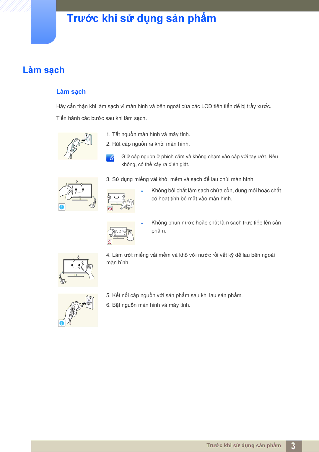 Samsung LF24TSWTBDN/XY, LF22TSWTBDN/XY, LF22TSWTBDN/XS, LF19TSWTBDN/XS manual Làm sạch 